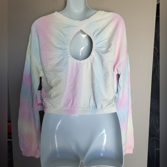 NEW- Athleta Pastel Tie-Dye Sweatshirt Crop, Size Large (12) - Picture 2 of 5